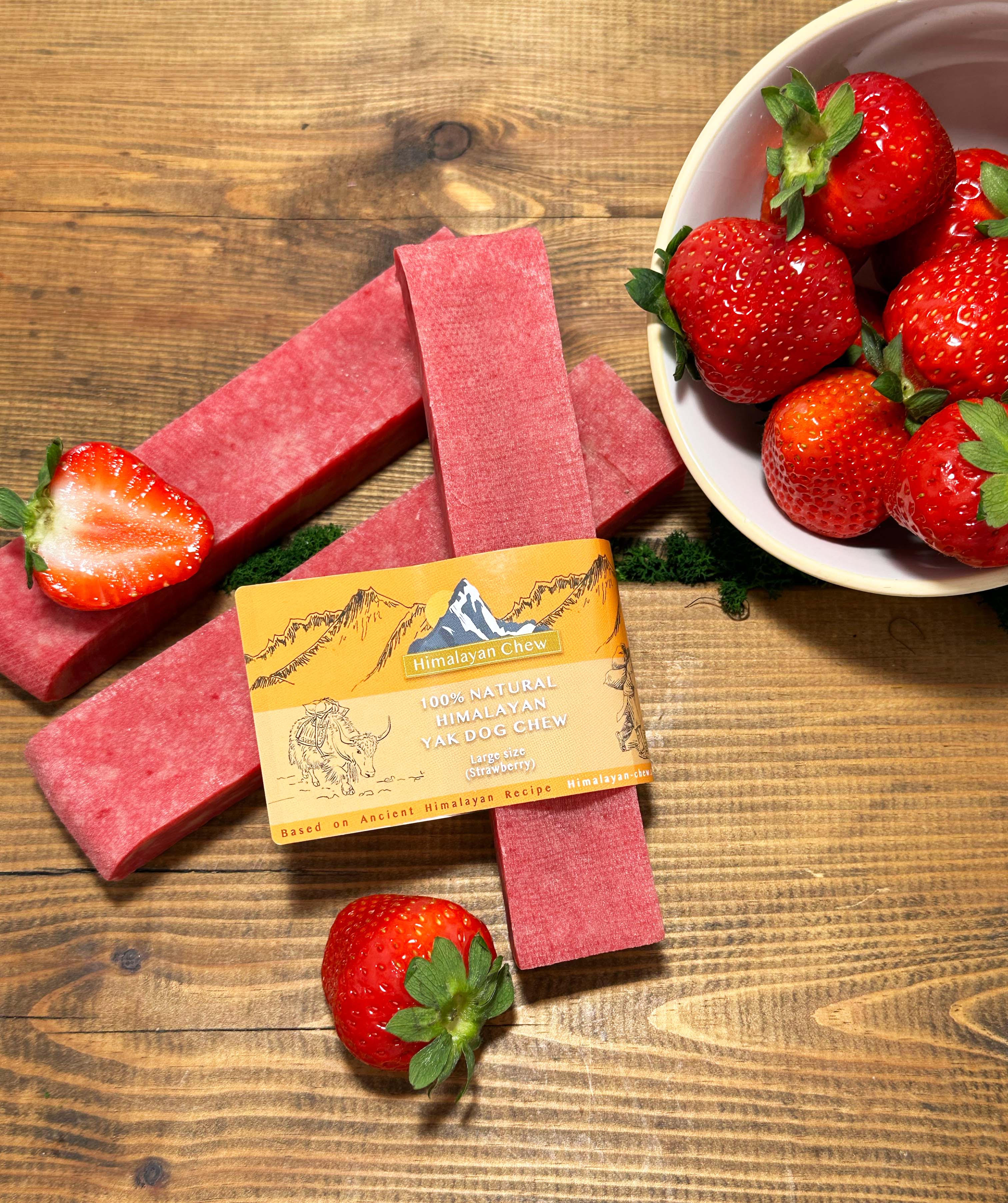 Strawberry Yak Chews for Large Dogs